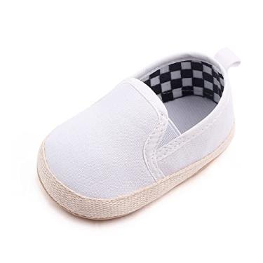 Imagem de Clowora Unsex Tênis de lona para bebês meninos e meninas, sapatos de primeira caminhada, infantil recém-nascido, sola macia antiderrapante, tênis casual, sapato de 3 a 18 meses, 011/Branco, 12-18 Months Infant