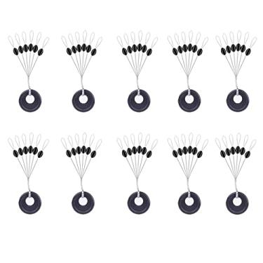 Imagem de Drchoer Rolha de contas de borracha para pesca, 1200 peças, batentes flutuantes 6 em 1, oval preto, tamanho G, M, P disponível (1200 peças oval preto, M)