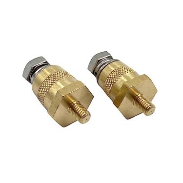 Imagem de 1 par de terminais de poste de bateria, terminais de parafuso extensor de latão M6 para postes de bateria padrão positivo e negativo de carros, barcos, baterias