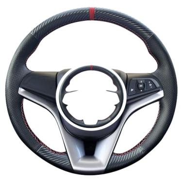 Imagem de Eangzia Capa de volante de fibra de carbono personalizada costurada à mão em couro de microfibra adequada para Chevrolet Cruze 2011-2015 Sonic LTZ 2015 2016 Chevrolet Trax 2015-2018 acessórios