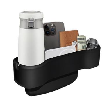 Imagem de FURSATO Organizador de enchimento de lacunas de assento de carro, organizador de armazenamento de carro de couro 3 em 1, faixa de lacuna multifuncional para console de carro com suporte de copo,