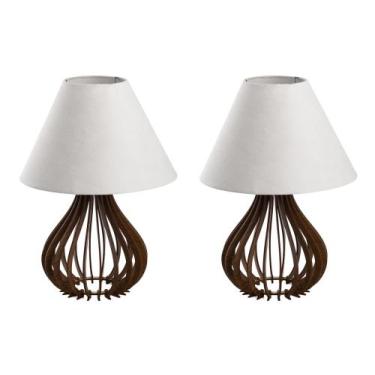 Imagem de 2 Conjunto Abajur Sala Com Cúpula Em Tecido Decoração Enfeites -M-Marr