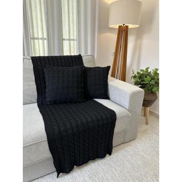 Imagem de Kit Peseira Tricô Decorativa Sofá Cama Solteiro 160x60cm + 2 Capas - C