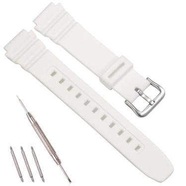 Imagem de Pulseira de reposição de resina compatível com Casio F-108 AE1000W AE1200 W735H W218H W800H pulseira masculina feminina 18 mm acessórios de relógio (branca)