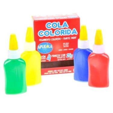 Imagem de Cola colorida 4 frascos com 25g aplicola