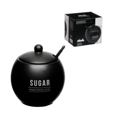 Imagem de Açucareiro porcelana 350ml manhathan preto - HAUSKRAFT