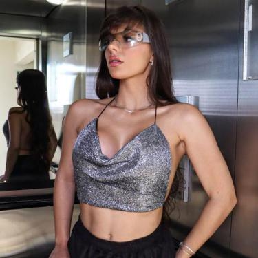 Imagem de Croptop Brilhante com costas nua - lush!, Dourado, M