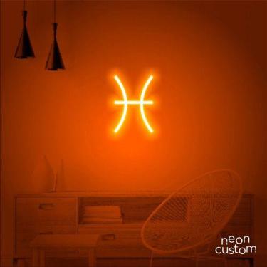 Imagem de luminaria letreiro Neon Led Signo Peixes 50x35 luminoso decoração p/ s