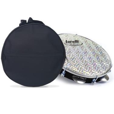 Imagem de Pandeiro Injetado 10 Pele Holográfica TP 308 Preto Com Bag - Torelli
