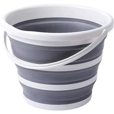Imagem de Balde Dobrável Sanfonado Retrátil 10 Litros Silicone Cor Cinza - Xh
