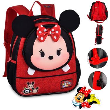 Imagem de Mochila Bolsa Escolar Creche Infantil Da Minnie De Costas Com Alça Reforçada Criança Menina