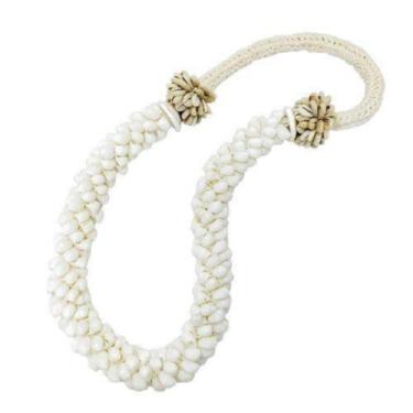 Imagem de Colar de Mesa Decorativo Artesanal Branco Detalhes Bege Luxo - LUXdéco