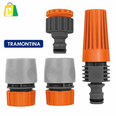 Imagem de Conjunto Esguicho Regulável Kit Bico Engate Rápido 4 Peças - Tramontin