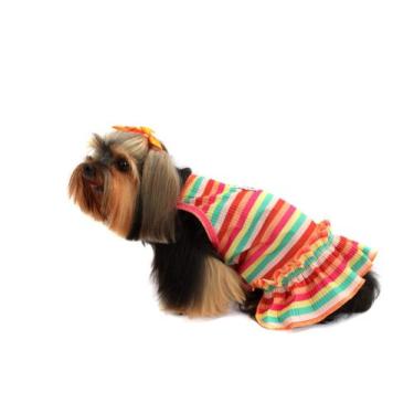 Imagem de Vestido Alegria para Cachorro e Gato Pet - Bichinho Chic, Laranja, 4
