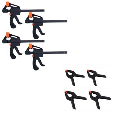 Imagem de Kit 4 Grampos de Aperto Rápido 6'' + 4 Grampos Reforçados - CHARBS