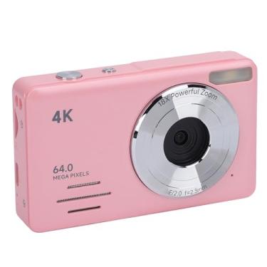 Imagem de Câmera Digital 4K, Câmera de Cartão CCD Portátil de 64 MP Com Zoom 18x, Vários Filtros, Foco Automático, Gravação Em Loop, Filmagem Em Câmera Lenta, para Adolescentes Adultos