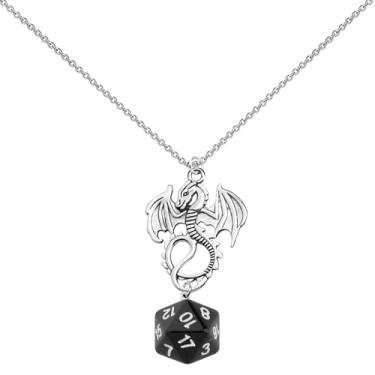 Imagem de ENSIANTH Colar de dragão Dungeon Gift Dragon Lover - Master - Colar de dados presente para jogadores de jogos, Aço inoxidável, Sem Pedra Preciosa