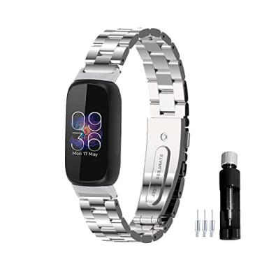 Imagem de Gheper Pulseira de relógio de metal compatível com Fitbit Inspire 3 pulseira de aço inoxidável de substituição para smartwatch inspire3 acessório para mulheres e homens
