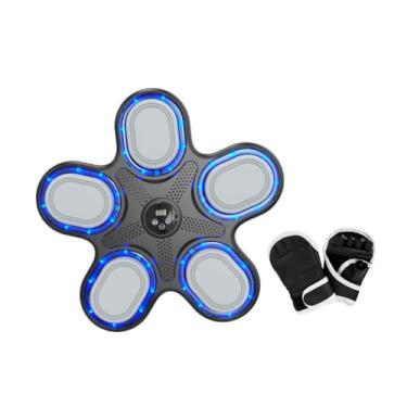 Imagem de rockible Máquina de boxe musical, alvo de boxe eletrônico com luz, fácil de instalar, treinador de socos, almofada de socos para exercícios de treino, Preto