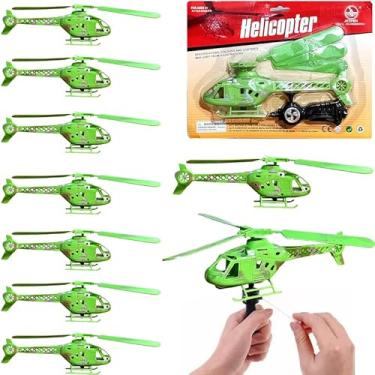 Imagem de 10 Helicóptero Voa Corda Brinquedo + Lançador Lembrança