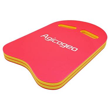 Imagem de Agicogeo Kickboard de treinamento de natação para adultos, prancha de natação de alta flutuabilidade para crianças, equipamento de flutuação para auxiliar de piscina para aula de natação (vermelho)