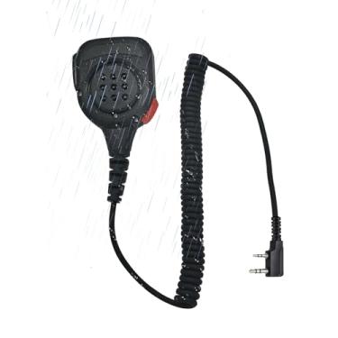 Imagem de stdgove Alto-falante de rádio de 2 pinos microfone de lapela de ombro para Baofeng Arcshell ar-5 ar-6 bf-f8hp bf-888s uv-5r uv-5g para Retevis rt21 rt22 para Samcom para Kenwood Walkie Talkie (preto,