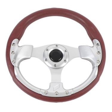 Imagem de Volante de Corrida de 13 Polegadas, Volante Estilo Corrida Em Couro PU Com Adaptador de Cubo de 6 Furos e Raios de Alumínio, Volante Esportivo Universal para Veículo (Prata)