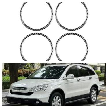 Imagem de IKUESM Compatível com Honda CRV 2007 2008 2009 2010 2011 Acessórios Interior de fibra de carbono Buzina da porta interna do carro Guarnição da tampa da moldura do anel decorativo