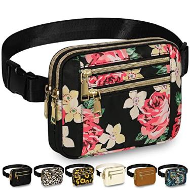 Imagem de Capolo Pochete feminina moderna com alça ajustável e 4 bolsos com zíper à prova d'água para qualquer lugar bolsa de cinto para treino, corrida, viagem, rosa