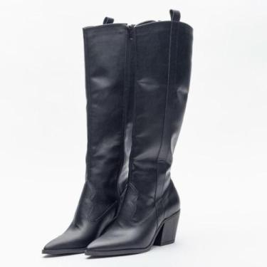 Imagem de Bota Feminina Nati Texana Country Western Cano Longo Salto Grosso Bloc