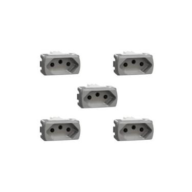 Imagem de Kit 5 Módulo Tomada 10A Cor Alumínio Miluz S3B70342 Schneider