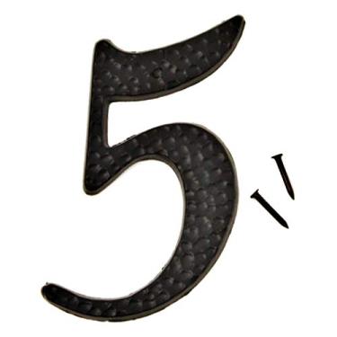 Imagem de Hy-Ko Products Número da casa 5 de alumínio fundido DC-5/5 (cinco) 11,4 cm de altura, preto, 1 peça