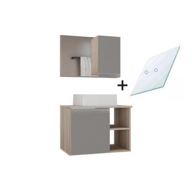 Imagem de Armario gabinete banheiro virtus 60cm tampo de vidro - MOVEIS JOIA, Ma