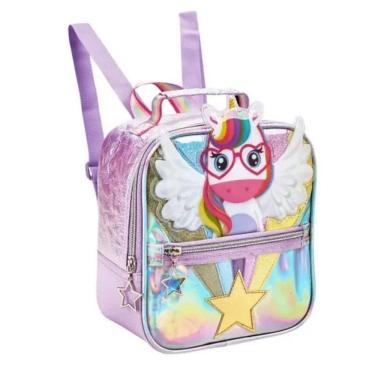 Imagem de Lancheira Térmica Infantil Escolar Menina Unicórnio Lilás Denlex