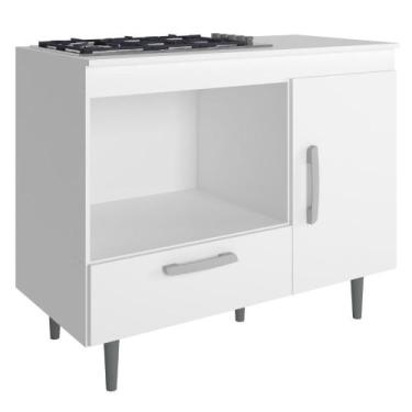 Imagem de Balcão Para Cooktop 4 bocas Alecrim 1 Porta Branco Poliman