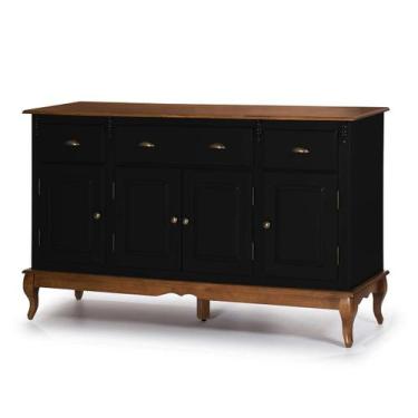 Imagem de Balcão Buffet 4 Portas 3 Gavetas 60805 Hannover - Linz Móveis, Preto/I