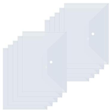 Imagem de Pastas de arquivo de plástico para documentos, 10 envelopes de plástico com fecho de pressão, pastas de plástico transparente, organizador de documentos reutilizável, tamanho A4 com bolsos
