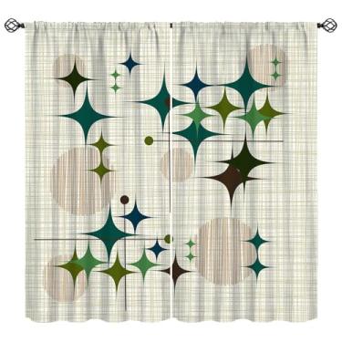 Imagem de Cortina de janela Starbursts de meados do século, impressão atômica, cortinas blackout para sala de estar, quarto de crianças, 213 cm L x 213 cm C