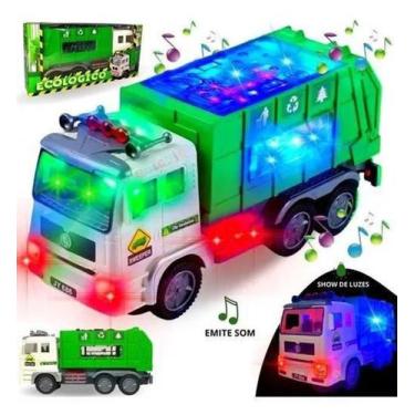 Imagem de Brinquedo Carrinho caminhão Ecológico coletor de lixo com luzes e som 