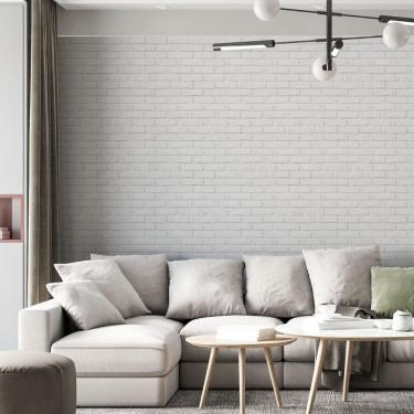 Imagem de Papel De Parede Adesivo Tijolo Rústico Branco - 3,0M
