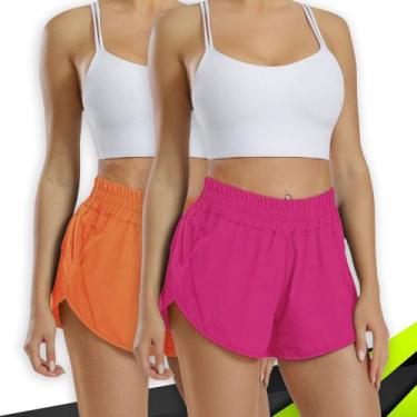 Imagem de Kit 2 SHORTS TACTEL FEMININO Bolsos Academia Corrida Bermuda - IRON SP
