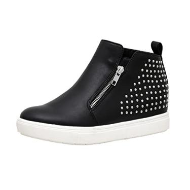 Imagem de CUSHIONAIRE Tênis feminino Hollywood cravejado com salto anabela + espuma viscoelástica, Preto, 9