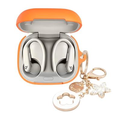 Imagem de Capa de silicone para fones de ouvido Powerbeats Pro 2 com chaveiro elegante - compatível com Beats Powerbeats Pro 2 capa protetora para mulheres, à prova de choque e portátil (laranja elétrico)