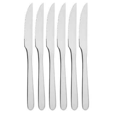 Imagem de Kit 6 Facas De Mesa Churrasco Serrinha Tramontina Havaí Em Aço Inox