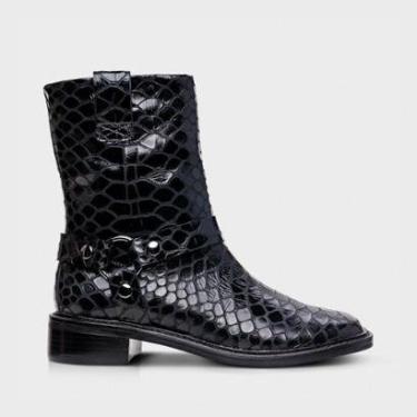 Imagem de Bota Carrano Biker Cano Médio Couro Snake Preto-Feminino