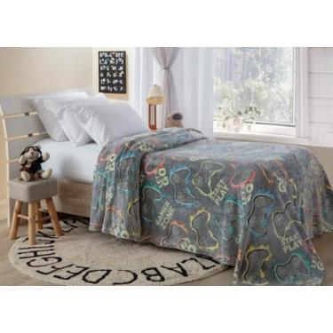 Imagem de Manta Infantil que Brilha no Escuro Cobertor Video Game para Menino, 150x200cm, Microfibra Quentinha neon(GAMER)