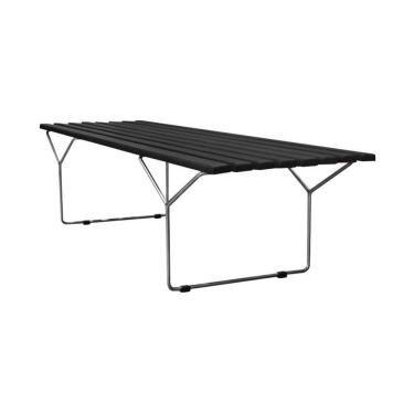 Imagem de Banco Bertoia Ripado Em Madeira Ebanizada Preta Base Cromada Cor Preto