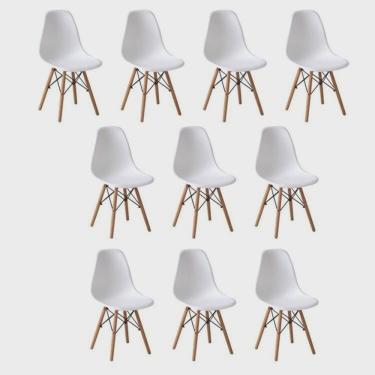 Imagem de Conjunto 10 Cadeiras para Sala de Jantar/cozinha Eames Eiffel Dkr Branco