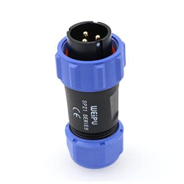 Imagem de Eonvic Weipu SP21 3 pinos macho plugue montagem em painel à prova d'água IP68 cabo conector elétrico solar circular industrial