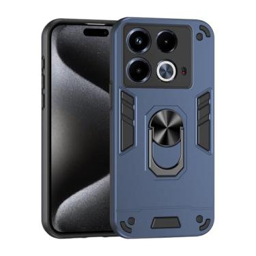 Imagem de Compatível com Infinix Note 40 5G, compatível com Infinix Note 40 5G suporte embutido capa de telefone magnética à prova de choque e anti-queda azul